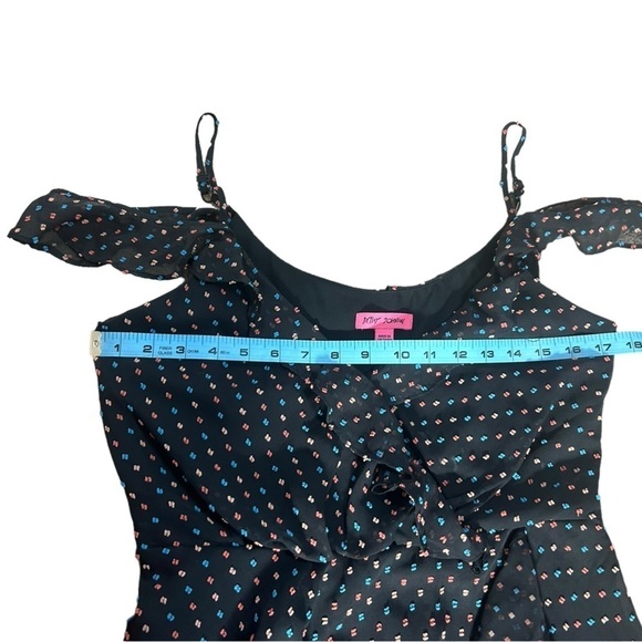 Betsey Johnson Women’s Textured Swiss Dot Multi Colored Faux Wrap Dress Sz 8” - Picture 11 of 15